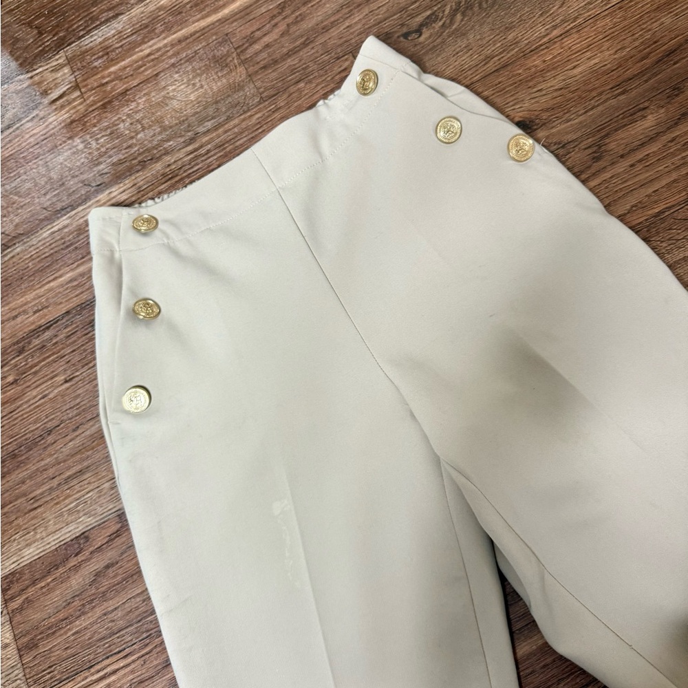 Chic Beige Pants with Gold Buttons